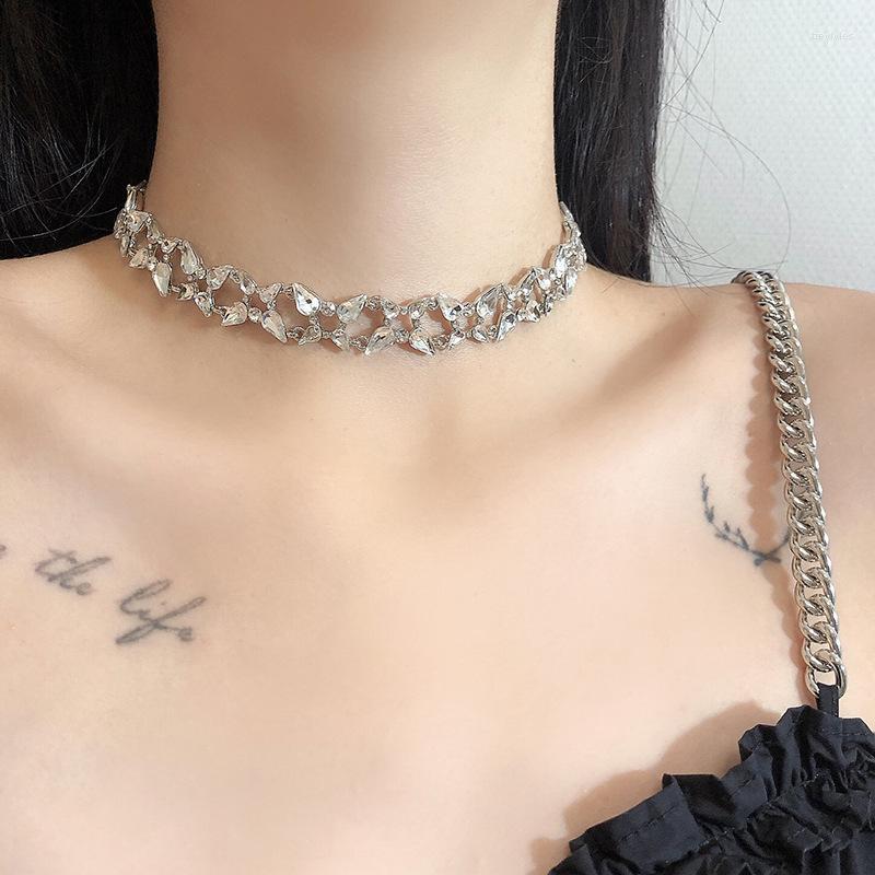 

Choker Silver Color Luxury Bling Crystal Short Necklace Party Wedding Jewelry