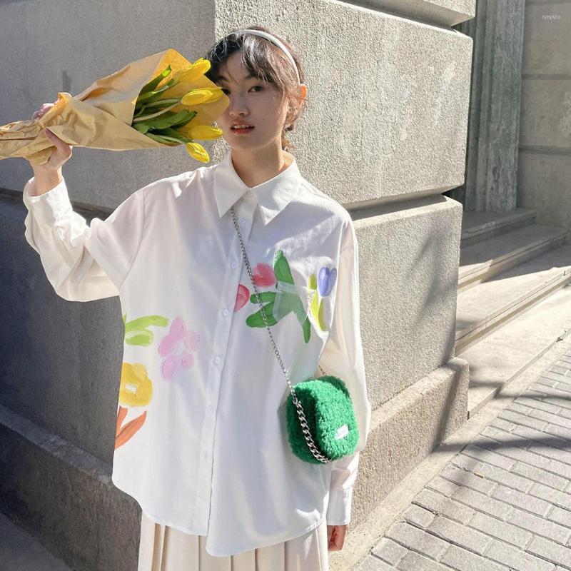 

Women' Blouses Women Spring Autumn Tops Women' Fashion Print Flower Casual Long Sleeve Office Lady Work Shirts Female Loose Blusas P06, Tupianse