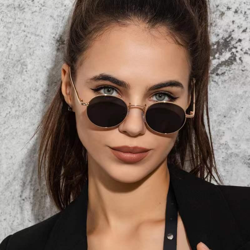 

Sunglasses Trending Vintage Women's Metal Small Frame Punk Round Glasses American Style Luxury Designer For Men UV400