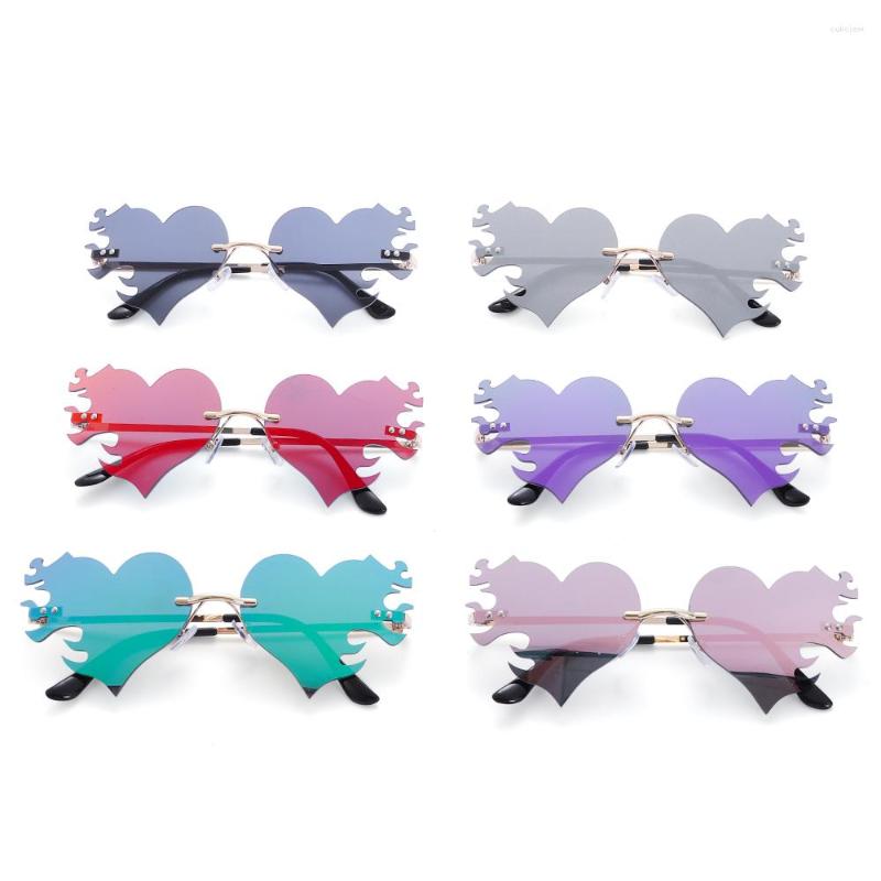 

Sunglasses UV400 Trendy Fashion Retro Rimless Sun Glasses Steampunk Shades Funny Heart Shaped Eyeglasses
