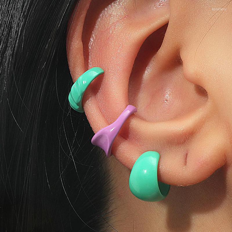 

Backs Earrings Korean Colorful Clip Set For Women Earing Without Hole Jewelry Fake 3-piece Ear Bone Earings CF3