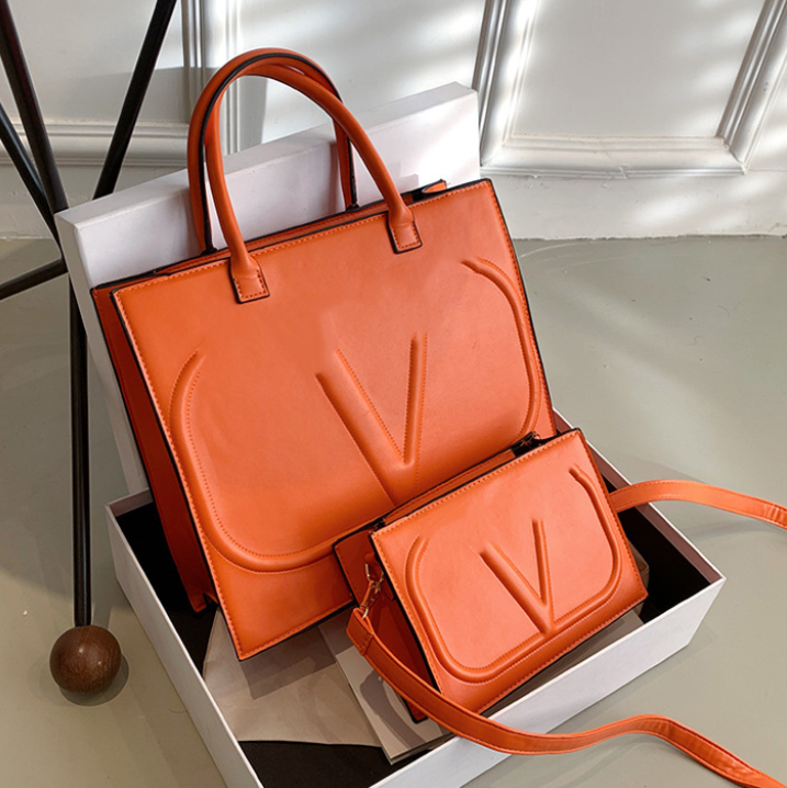 

New Solid Color Women Tote Bag Women Purse and Handbag Two-Piece Set Large-Capacity Shopping Shoulder Messenger Bags, Aspic