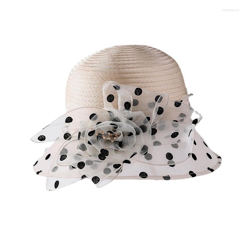 

Wide Brim Hats 2022 Ladies Elegant Flower Summer Breathable Fedora Hat For Women Outdoor Anti-UV Beach Sun, Black