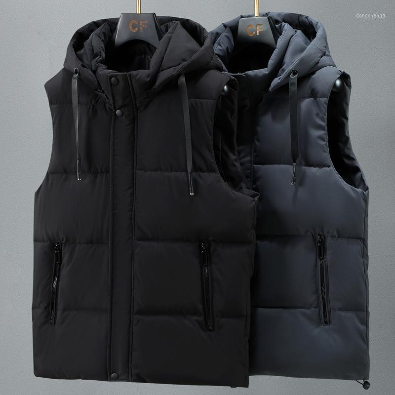 

Men's Vests Oversize Autumn -8XL Winter Vest 2023 Thick Warm Hooded Sleeveless Jacket Men Casual High Quality Plus Size Waistcoat, Black