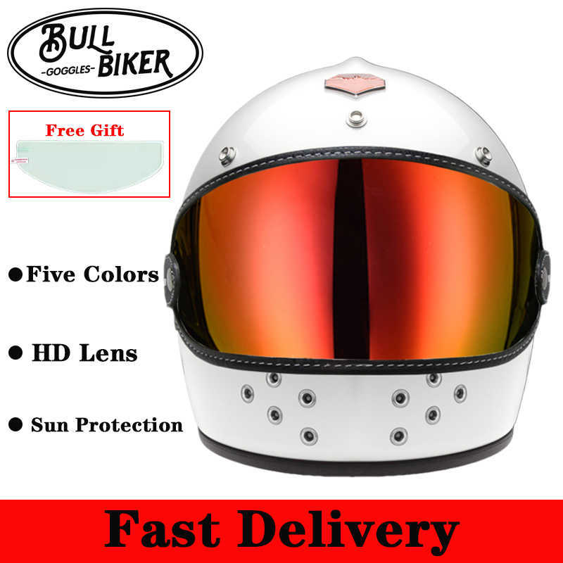 

Cycling Helmets BULLBIKER Motorcycle Helmets Bubble Shield Lens Retro Sunglasses Accessories Fit Biltwell Gringo Helmets Goggles T221107