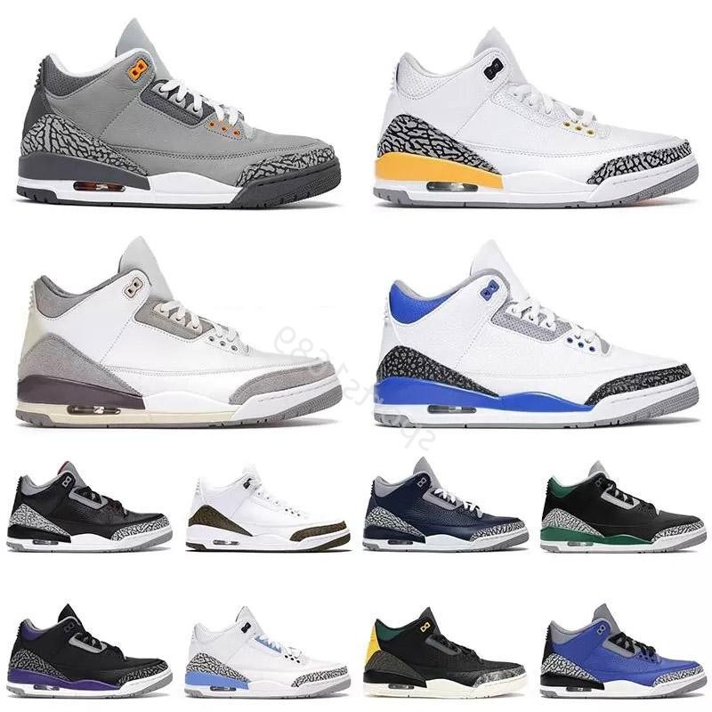 

2022 Mens Jumpman 3S Basketball Shoes Men Trainers Outdoor Sports Sneakers Pine Green Racer Blue Cool Grey Medium Royal Cement Free Throw Line Red 3, Shoe box