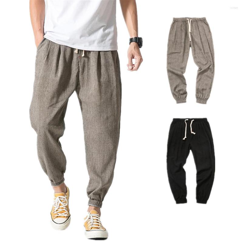 

Men's Pants Summer Japanese Casual Oversized Knickerbockers Men's Linen Harun Leggings, Black