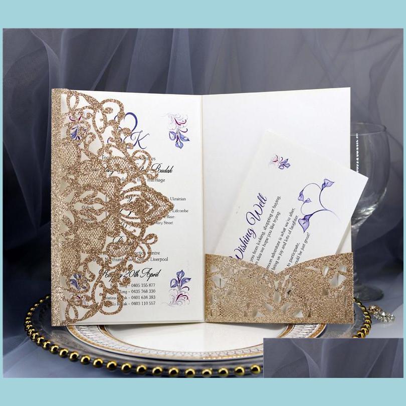 

Wedding Invitations Glitter Laser Cut Wedding Invitation Cards Hollow Bridal Shower Engagement Birthday Business Graduation Card Dro Dhwvm, White