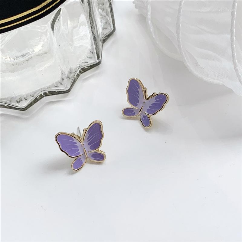 

Backs Earrings Korean Elegant Simple Purple Bow Butterfly No Hole Immortal Cute Small Clip On Pierced Girls Kids