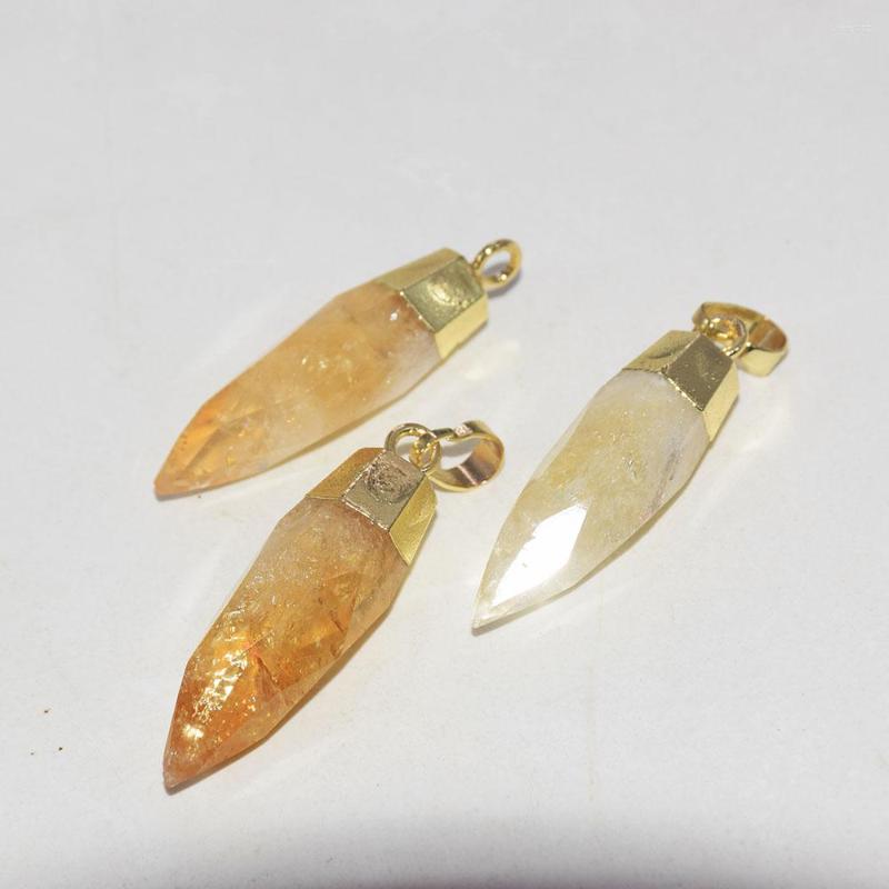 

Pendant Necklaces Natural Yellow Crystal Stone Jewelry Making Femme 2022 Long Lots Gold Plating Cap Big Aura Quartz Citrines Stones