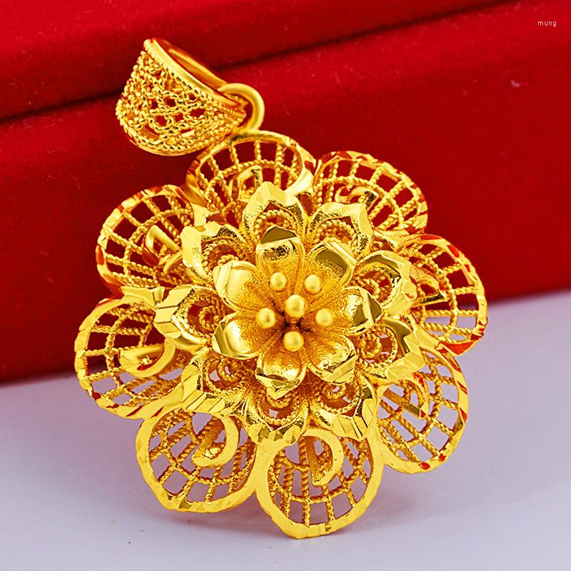 

Pendant Necklaces Big Hollow Women Chain Link Yellow Gold Filled Classic Wedding Bridal Gift