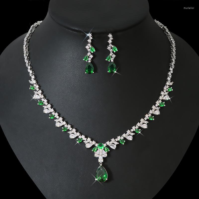 

Necklace Earrings Set HIBRIDE Simple Design Statement Jewelry For Women Wedding Full Cubic Zircon Dubai Bridal Sets Party Gift N-1231, Picture shown