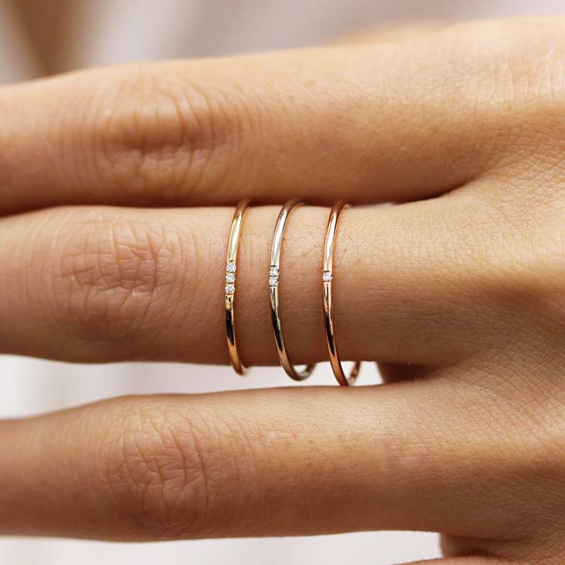 

Cluster Rings Minimal Zircon Simple Tiny For Women 1mm Full Round Minimalist Thin Dainty Stacking Ring Fashion Jewelry 2022 Items KCR101