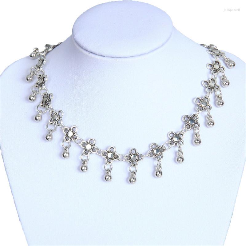 

Choker Fashion Bohemia Bell For Women Vintage Metal Flower Tassel Pendant Necklace Charm Wedding Jewelry