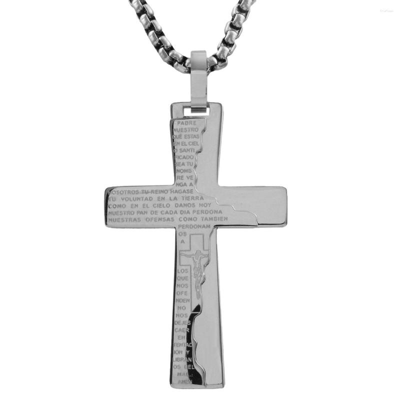 

Pendant Necklaces Printed Font Mixed Color Stainless Steel Cross Women And Men Jewelry For Christian Gift