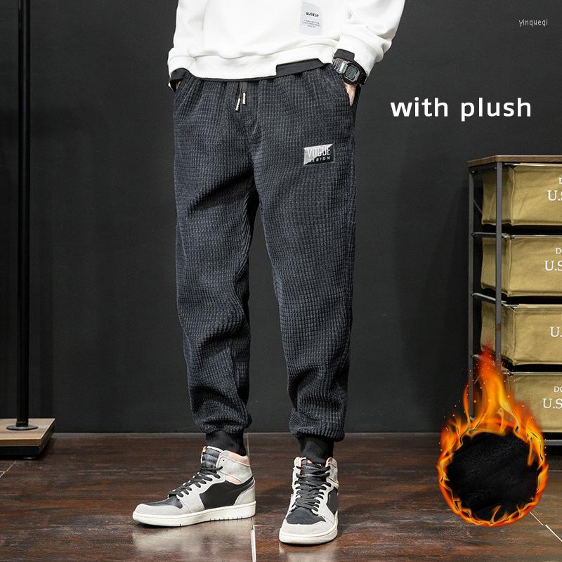 

Men's Pants Men Corduroy Trousers With/ Without Fleece Lined Thicken Fashion Autumn Winter Warm Elastic Casual Sweatpants, 3 without plush