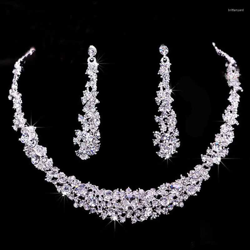 

Necklace Earrings Set Women Rhinestone Crystal Collar Wedding Party Jewelry Necklaces & Pendants Dangle Sets, Picture shown