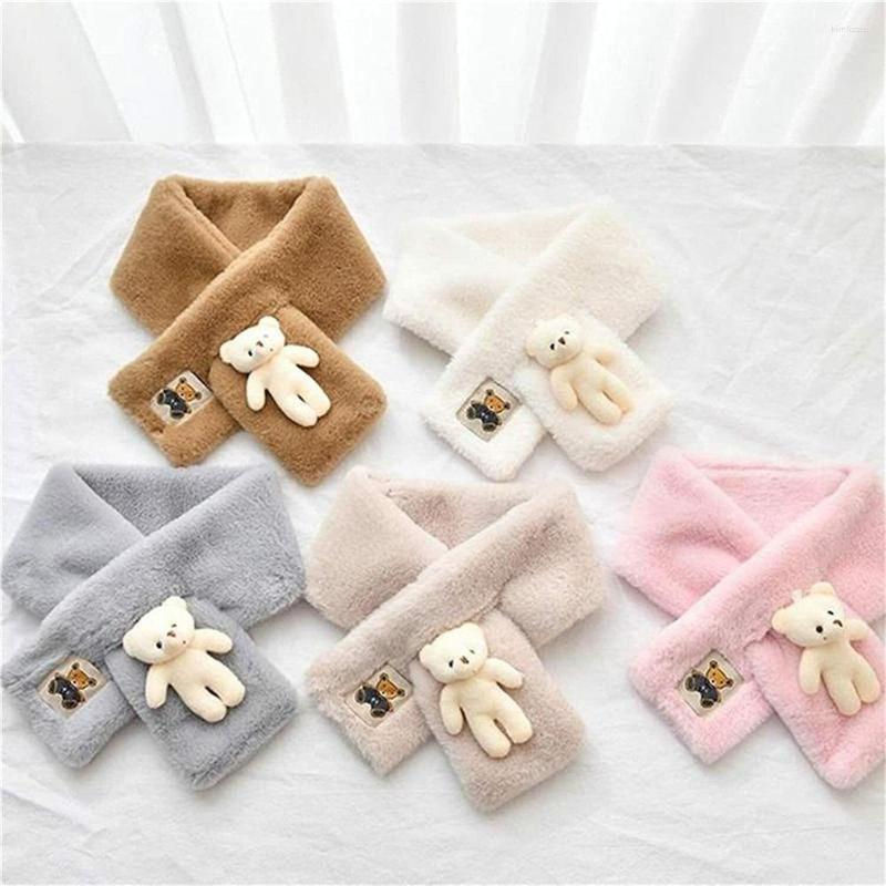 

Scarves 2022 Parent-child Women Plush Scarfs Cute Bear Neck Warmer And Thick Winter Warm Soft Neckerchief Thermal Fleece Scarf