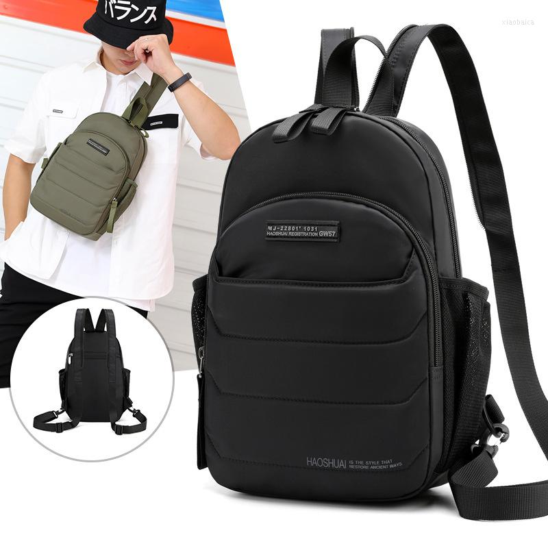 

School Bags Haoshuai Chest Bag Men's Multi-functional Waterproof One Shoulder Messenger Leisure Tide Brand Backpack Sports, Black