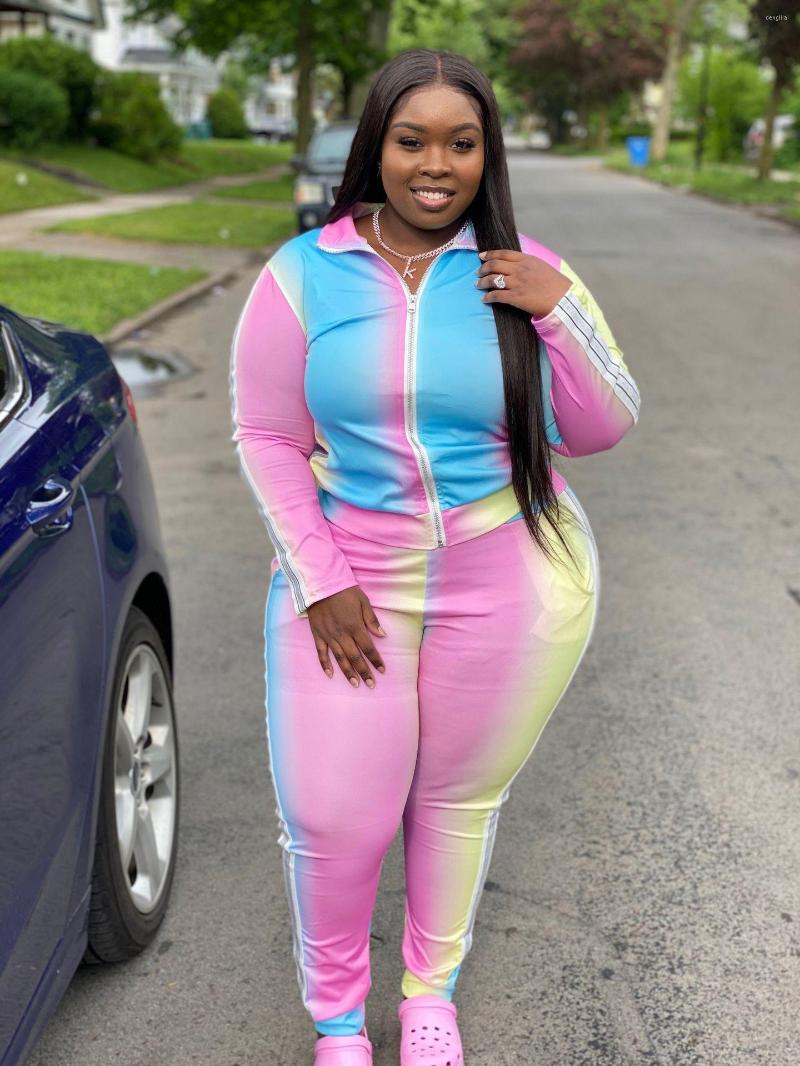 

Tracksuits Plus Size 5xl Sets For Women Tie Dye Print Jackets And Pants 2022 Autumn Two Piece Fashion Outfits Wholesale Clothes, Pink