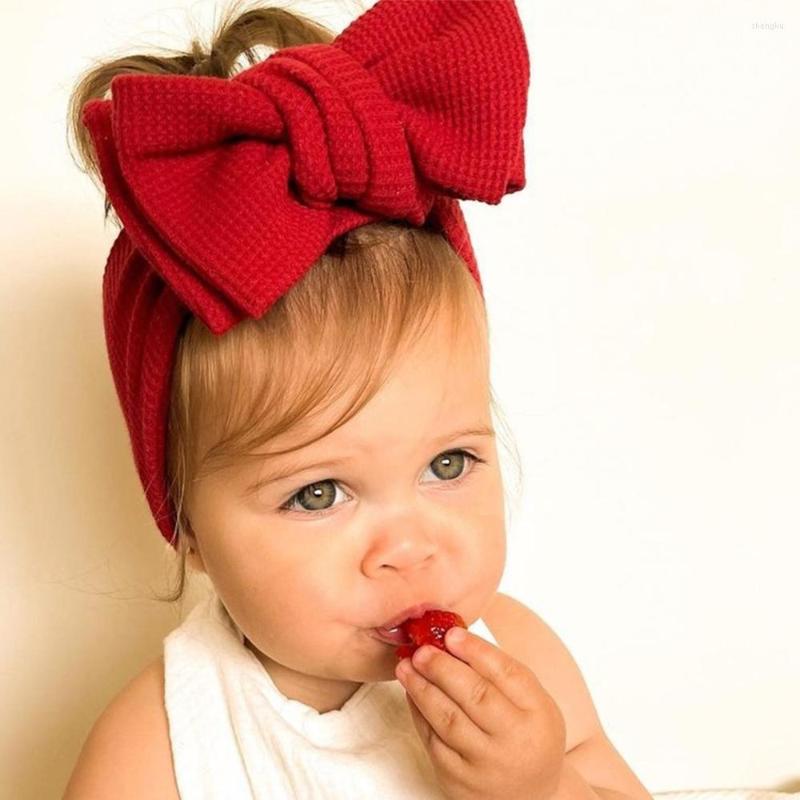 

Hair Accessories 0-8T Baby Oversized Bow Wide Turban Hairband Girls Kids Waffle Knitted Knot Headband Headwraps Children Hairbow Bandeau, White