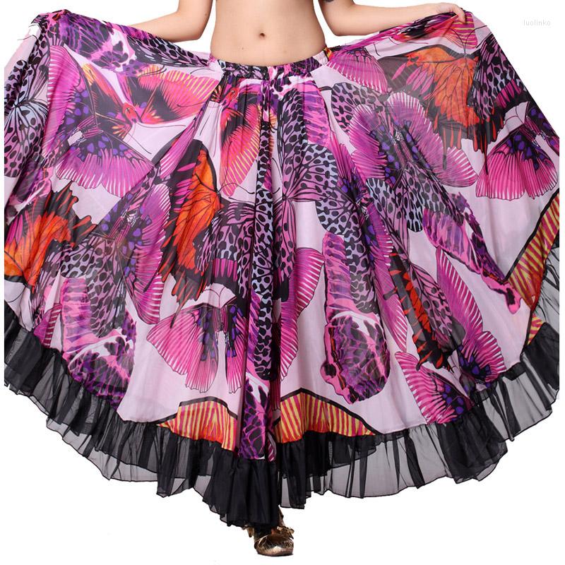 

Stage Wear Floral Skirt For Belly Dance Skirts Butterfly Pattern 360 Degree Full Circle Gypsy Flamenco Long Women Dancing, Color 2