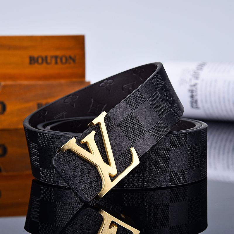 

Louis Vuitton LV New Luxury designer Belt Buckle Fashion Genuine Leather Women Belts For men Letter Double Big gold classical A102, No box