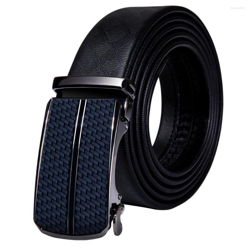 

Belts Hi-Tie Business Simple Leather For Men Smooth Automatic Buckle Genuine Luxury Strap Middle Aged Waist Belt, Picture shown