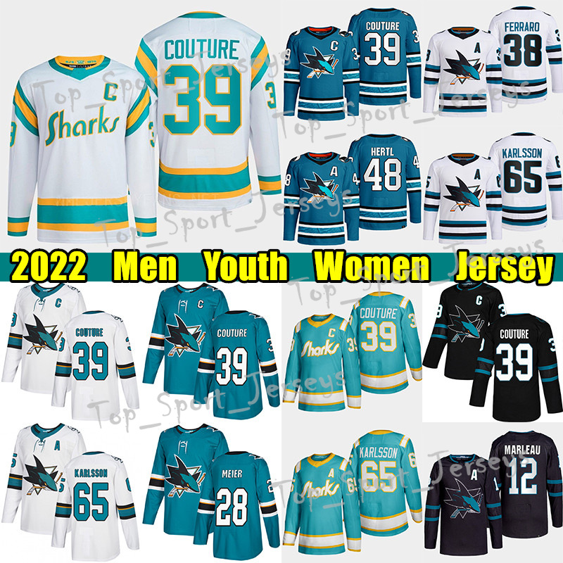 

#39 Logan Couture Reverse Retro hockey jersey #48 Tomas Hertl Jose Sharks#28 Timo Meier Erik Karlsson Nick Bonino Brent Burns Patrick Marleau jerseys, Green new youth