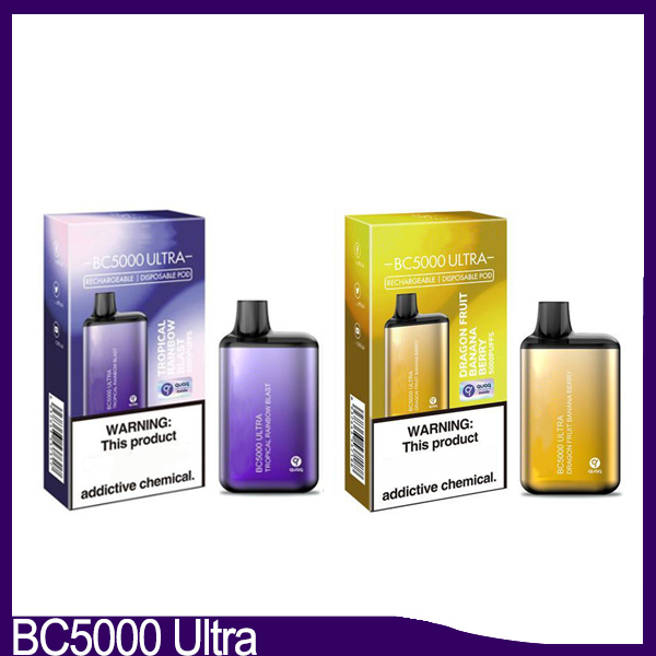 

Authentic code Elf BC5000 Ultra Disposable Rechargeable Cigarettes 650mAh 13ml per-filled Cartridges Pod 5% nic 15 flavor Vaporizers Esco Bar 0268320