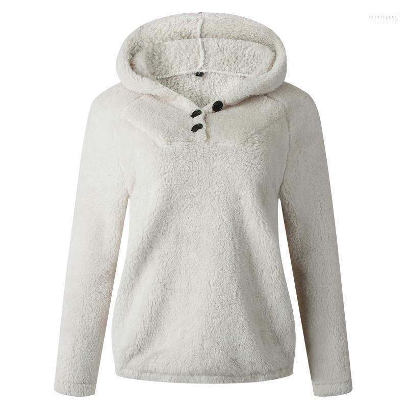 

Women' Hoodies Women Fluffy Plush Buttons Long Sleeve Solid Color Pullover Sweatshirt BX0B Women' & Sweatshirts, Bk