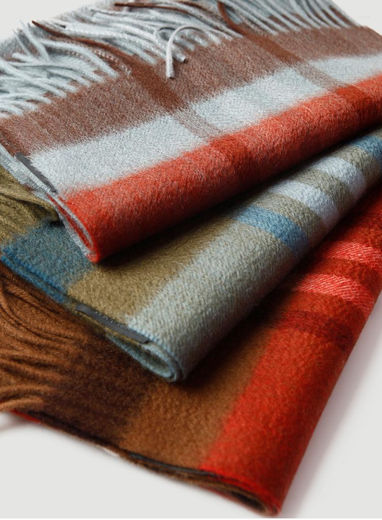 

Scarves Women's Striped Plaid Cashmere Scarf Women Shawl Wrap Pashmina Thickened Autumn Winter Water Ripple Inner Mongolia