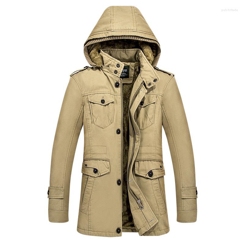 

Men's Trench Coats 2022 Autumn And Winter Fashion Mid-length Men's Jacket Youth Fleece Thickening Coat Men, Black