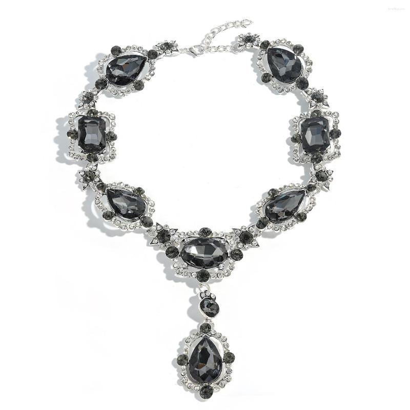

Choker Lady Exaggerated Alloy Body Chain Crystal Clavicle Temperament Jeweled Water Drop Large Necklace Jewelry