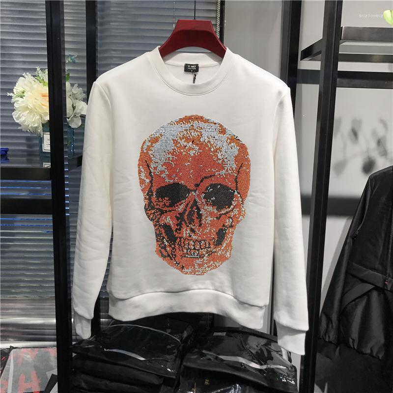 

Men's Hoodies Thickening Fashion Brand Rhinestones High-Quality -Selling Skull Men's Sweatshirts, As shown asian size