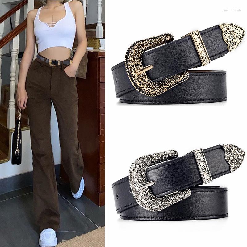 

Belts PU Leather Belt Women's Luxury Design Fashion Casual Jeans Dress Accessories Retro Trend Gothic Girdle Korean Corset For Women, Black