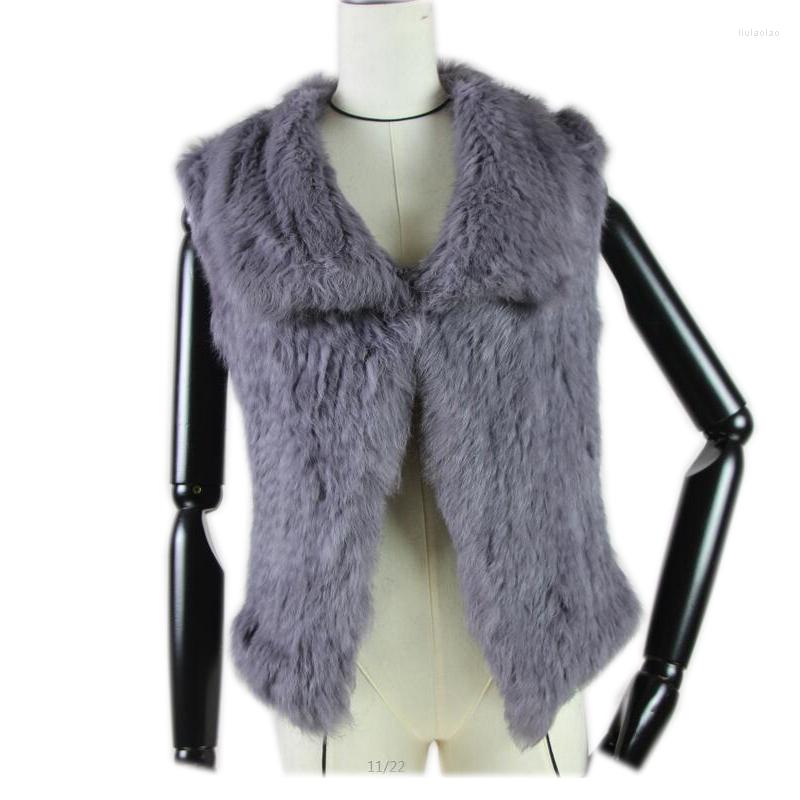 

Women's Vests 2022 Real Knitted Fur Vest For Women Genuine Waistcoat Natural Outwear Winter, Black