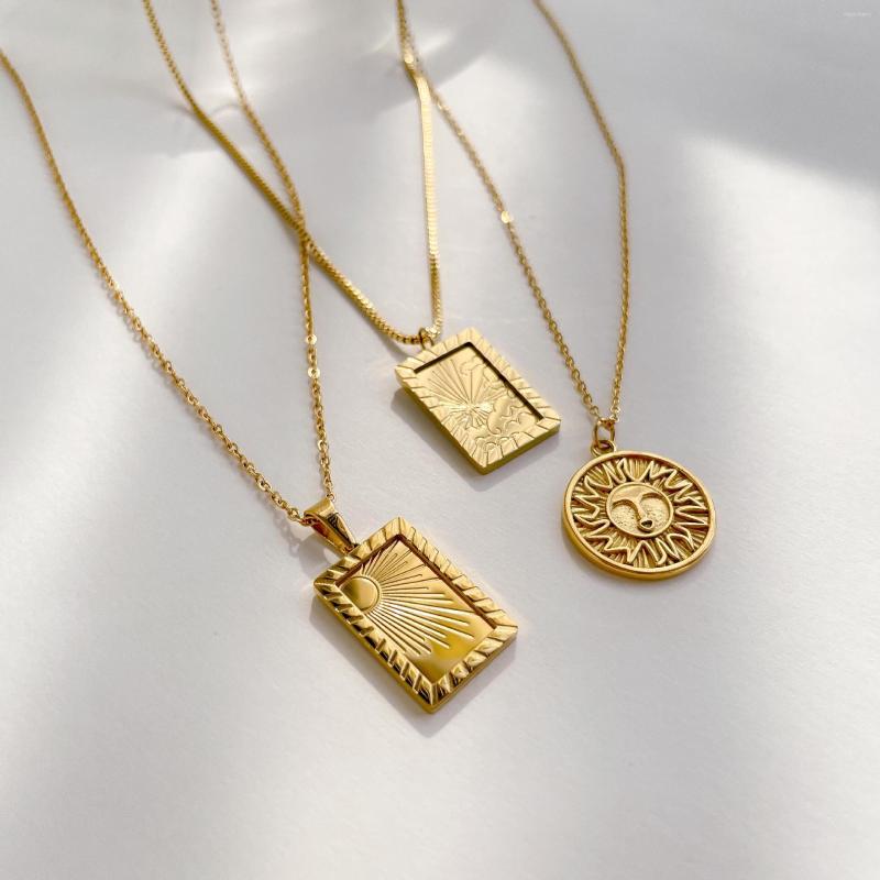 

Chains 2022 Fashion Tarnish Free Tarot Sun Moon Gold Chain Necklace Stainless Steel Plated Necklaces For Woman Girl's Jewelry