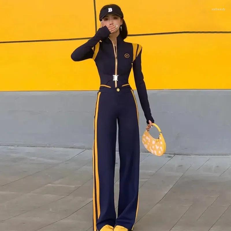 

Women' Two Piece Pants Spring Skinny Tracksuit For Women Slim 3 Pieces Sets Long Sleeve Sweatshirt And Vest Tops, Gray