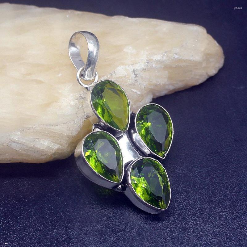 

Pendant Necklaces Gemstonefactory Jewelry Big Promotion 925 Silver Natural Green Peridot Women Ladies Gifts Necklace 1335