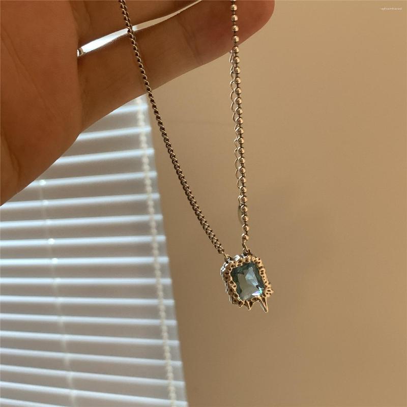

Pendant Necklaces S925 Sterling Silver Blue Zircon Unique Design Necklace 2022 Women's Clavicle Chain Collares Para Mujer Crystal