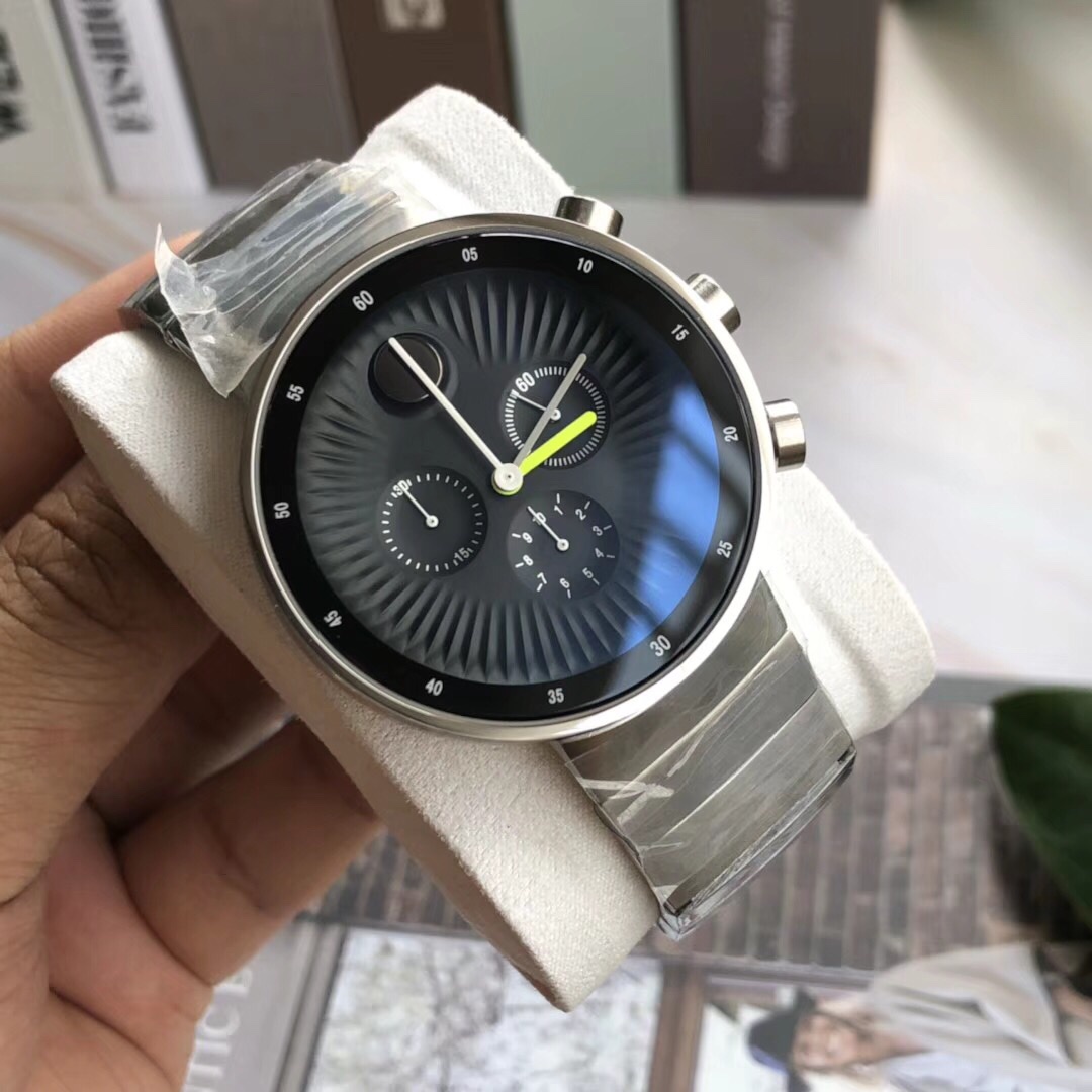 

Men's business designer watch Swiss quartz movement watches three layers of anti dazzling sapphire glass mirror 316L fine steel 43mm watchs, Black