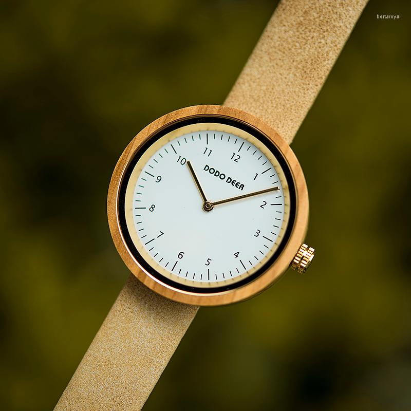 

Wristwatches DODO DEER Simple Dial Wood Watches For Women Quartz Wristwatch Female Ladies Mother's Day OEM Drop, Paper box