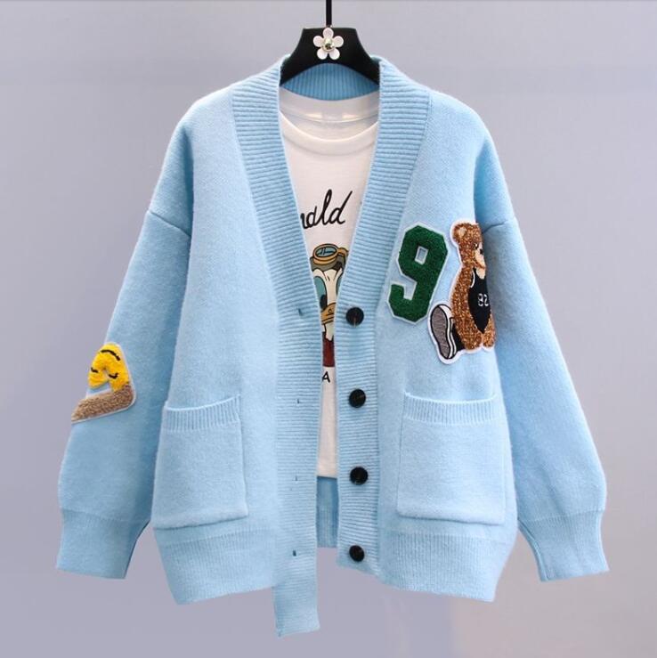 

Women' Sweaters New V-Neck Knitted Cardigan Loose Thin Sweater Solid Color Basic Small Cardigan All-Match Jacket, White