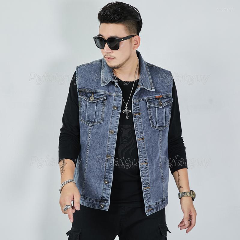 

Men's Vests Plus Size 8XL 7XL 6XL Men's Denim Oversized Sleeveless Cowboy Jackets Male Vintage Retro Casual Vest Chubby Man Waistcoat, Black