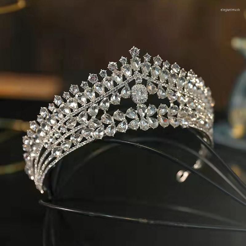 

Headpieces Gorgeous Silver Color Crystal Bridal Jewelry Sets Fashion Tiaras Crown Earrings Choker Necklace Women Wedding Dress Set