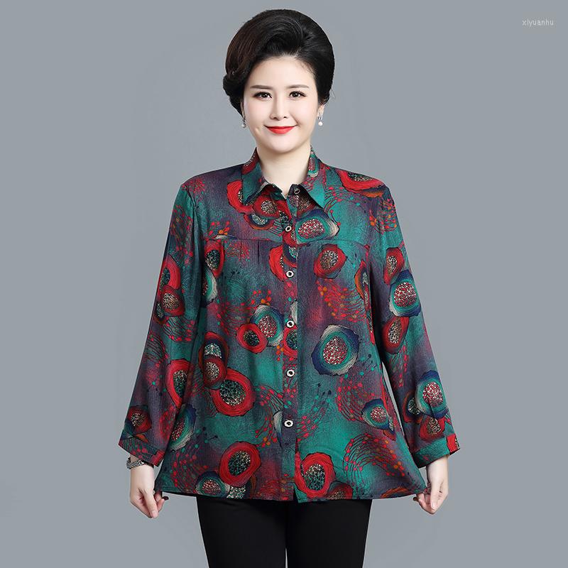 

Women's Blouses Women's Shirt Ptint Vintage Elegant Female Cardigan Long Sleeve Summer Clothes Casual Middle-aged Ladies Tops