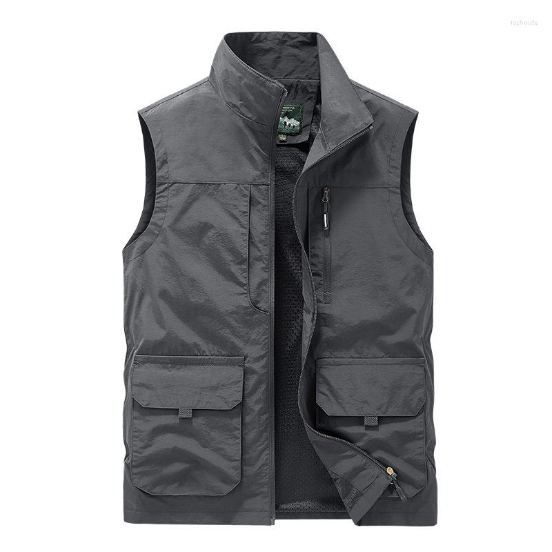 

Men's Vests Men's Waistcoat Leisure Outdoor Collar Pography Vest Frock, Army green