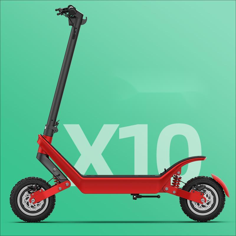 

Electric Bicycle Red electric scooter X10 dual drive off-road model high-powered 2400W folding adult outdoor mobility Range 100km