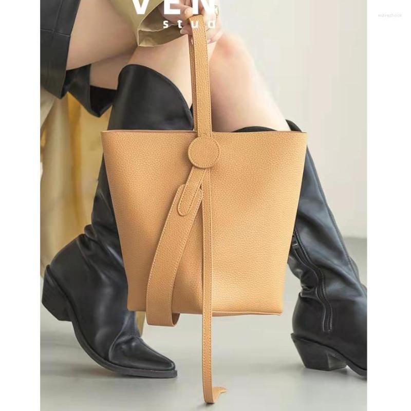 

Evening Bags Real Leather Handbag Casual Bucket Large Capacity Crossbody Bag Genuine Shoulder Composite, Black